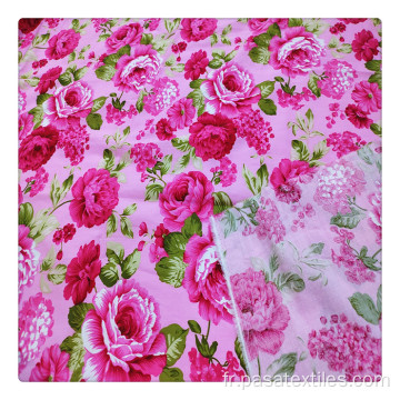 Tissu floral imprimé tissé confortable rose vif chaud 100% coton tissu imprimé en coton